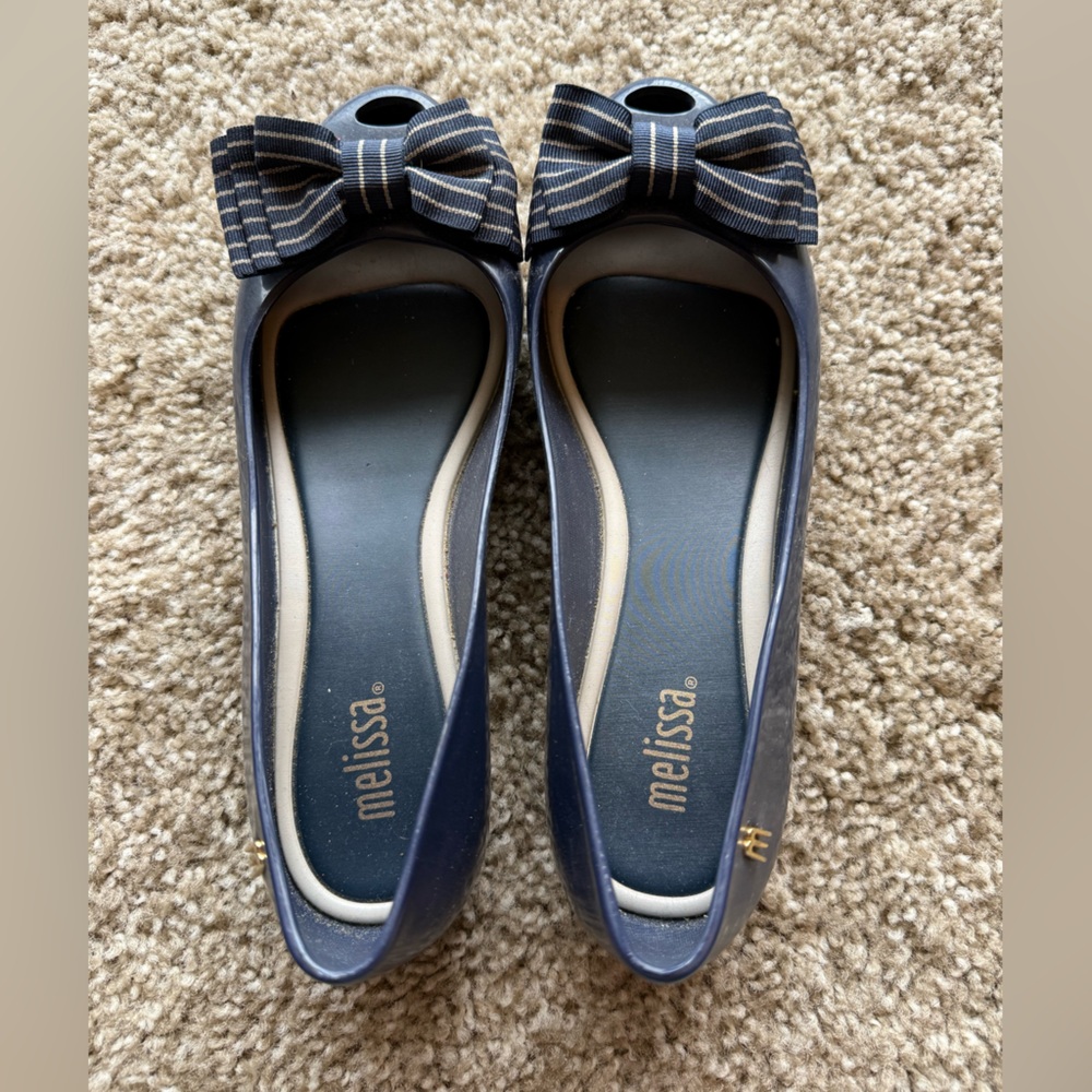 Melissa Navy Bow Accent Flats